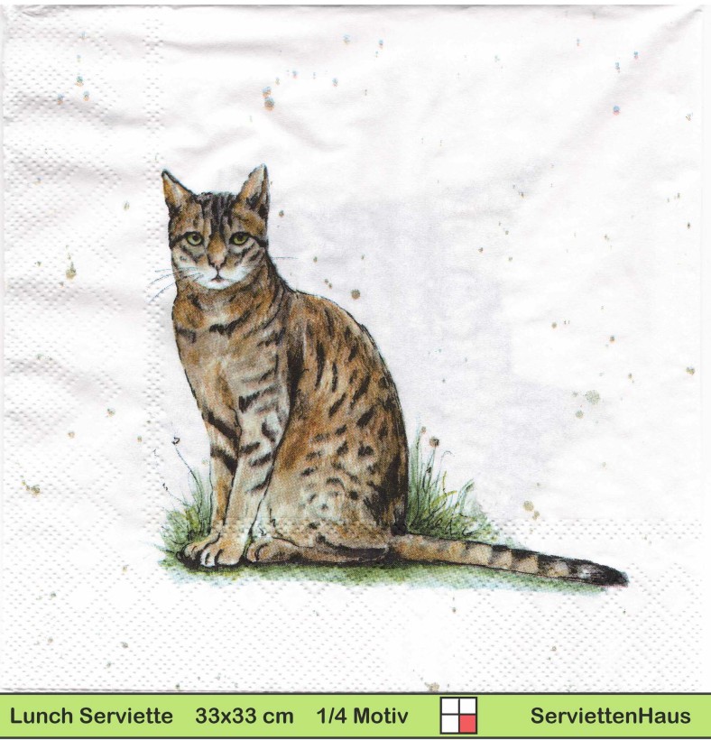 Farmfreunde Braune Katze - 1 Lunch Serviette - Zwei verschiedene Motive